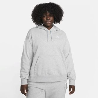 Nike Womens Nike Sportswear Club Fleece Pullover Hoodie (Plus Size) in Grey | DV5092-063