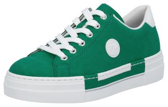 Rieker Sneaker RIEKER, Damen, Gr. 35, gr&uuml;n (smaragd, wei&szlig;), Lederimitat, Schuhe Sneaker, Freizeitschuh, Halbschuh, Schn&uuml;rschuh mit Plateausohle