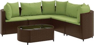 vidaXL Set Sof&aacute;s De Jard&iacute;n 6 Piezas Y Cojines Rat&aacute;n Sint&eacute;tico Marr&oacute;n Vidaxl