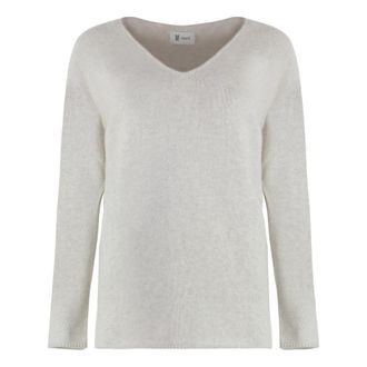 THE (ALPHABET) Cashmere mix V-hals trui - Dames - Cashmere truien - Grijs - S - Katoen - Truien & Vesten