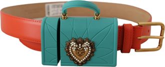 Dolce & Gabbana Womens Orange Leather Devotion Heart Micro Bag Headphones Belt