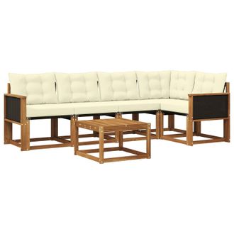 vidaXL Conjunto De Sof&aacute;s De Exterior Con Coj&iacute;n 6 Pcs Natural Y Crema Vidaxl