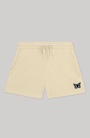 Dalix Womens Butterfly Midweight Washed Fleece Shorts in Bone at Nordstrom, Size Xx-Large
