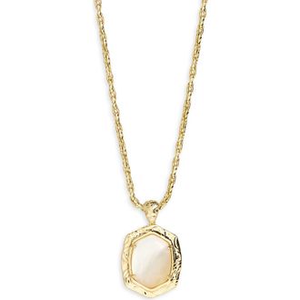 Kendra Scott Daphne Frame Stone Pendant Necklace in Gold Natural Mother Of Pearl at Nordstrom