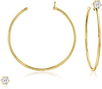 Ross-Simons Italian. CZ Jewelry Set: Stud Earrings and Hoop Earring Jackets in 18kt Gold Over Sterling