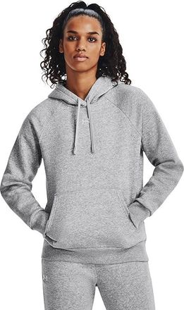 Under Armour Rival Fleece Hoodie Womens Clothing Mod Gray Light Heather/White : LG (US 12-14), Cotton/Fleece