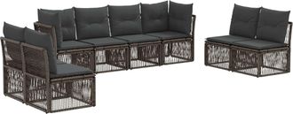 vidaXL Conjunto De Sof&aacute;s De Jard&iacute;n 8 Uds. Gris Rat&aacute;n Sint&eacute;tico Vidaxl