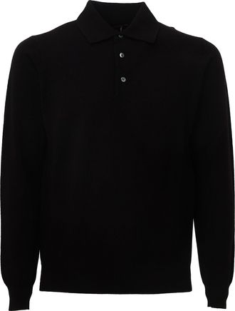 FILIPPO DE LAURENTIIS Wool-Cashmere Three-Button Polo Shirt