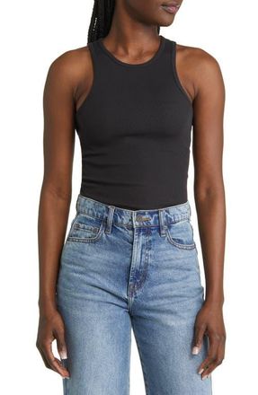 Rag & Bone The Essential Rib Organic Pima Cotton Blend Tank in Black at Nordstrom, Size Xx-Small