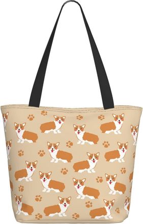 AOOEDM Cute Corgi Dogs Paw Print Ladies Shopping Bag 13x11x7in.The Perfect ValentineS Day Gift.It Is The Best ValentineS Day Gift For Mom, Daughter, Wife,Etc
