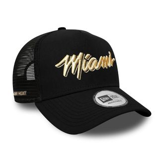 New Era Miami Heat NBA Vice Collection Black Metallic Gold Adjustable Trucker Cap - One-Size