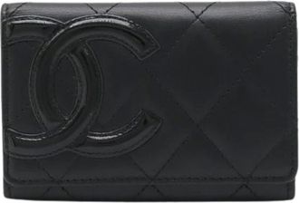 Chanel Pre-owned Wallets, female, Black, Size: ONE SIZE Pre-owned Cambon Line Card Case Black Leather