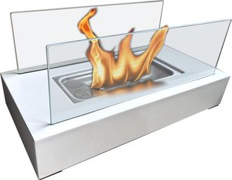 Purline Purline - Chimenea De Etanol De Sobremesa Con Dos Pantallas De Cristal Templado Blanco