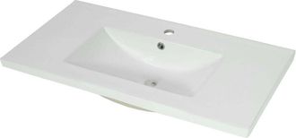 Hhg [nunca Usado] Lavabo Hhg-235, Lavamanos Mueble Lavabo Ba&ntilde;o, Cer&aacute;mica Angular Blanco, 92cm 30mm Borde