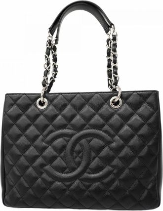 Chanel Black Grained Calfskin Tote Bag (Pre-Owned)