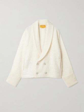 Guest In Residence Giacca Doppiopetto In Cashmere Spazzolato Grizzly - Crema