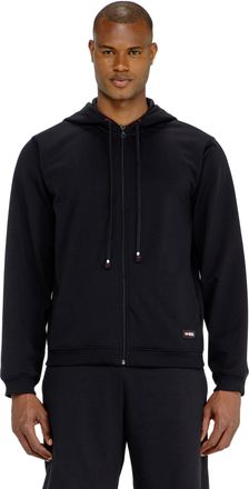 Diesel Hoodie in peached cotton blend - Tops - Man - Black