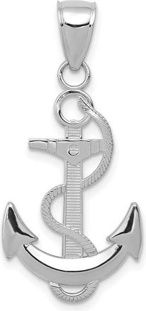 Diamond2Deal 14k Gold Polished Anchor with Textured Rope Pendant