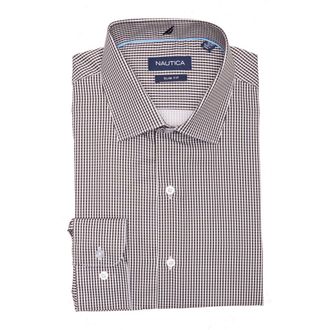 Nautica Slim Fit Check Print Dress Shirt in Black at Nordstrom Rack, Size 15.5 - 32/33