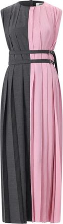 Msgm Pliss&eacute; mouwloze maxjurk - Dames - Casual kleedjes - Veelkleurig - L - Wol - Kleedjes