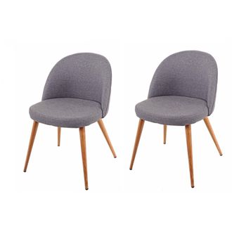 Hhg Hhg - Juego De 2 Sillas De Comedor 094, Silla De Cocina, Dise&ntilde;o Retro A&ntilde;os 50, Tela/textil, Gris Oscuro