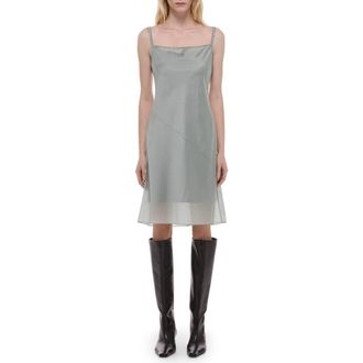 Helmut Lang Bias Cut Airy Voile Minidress in Aqua Gray at Nordstrom, Size 12