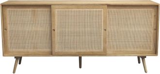 Miliboo Aparador De Madera Maciza De Mango Y Ca&ntilde;a De Rat&aacute;n Con 3 Puertas Correderas 180 Cm Acange