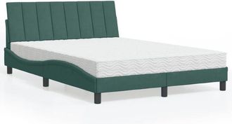 vidaXL Cama Con Colch&oacute;n Terciopelo Verde Oscuro 140x190 Cm Vidaxl