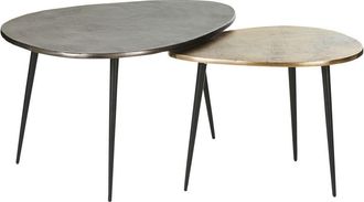 Maisons du monde Mesas auxiliares de metal negro y dorado envejecido (x2)