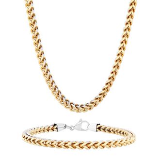 Robert Alton Yellow Finish Stainless Steel Chain and Bracelet Set for Men