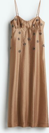 H&M Transparentes Tr&auml;gerkleid mit Verzierungen - Dunkelbeige