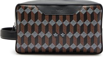 Au D&eacute;part Square 26 Printed Leather Pouch - Black - One Size