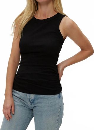 Michael Stars Halley Ruched Side Tank In Black