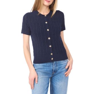 Ted Baker Short Sleeve Pointelle Knit Sweater in Classic Navy at Nordstrom Rack, Size X-Small