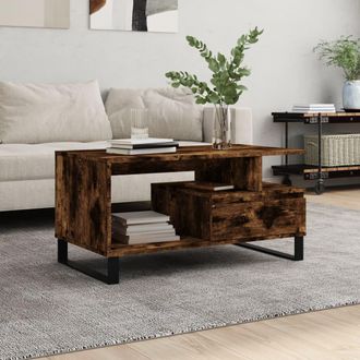 vidaXL Mesa De Centro Madera Contrachapada Roble Ahumado 90x49x45 Cm Vidaxl
