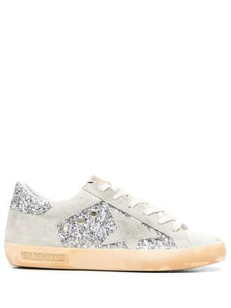 Golden Goose Super Star Suede And Glitter Upper Suede Star Glitter H
