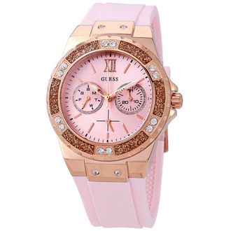 Guess Womens W1053L3 Limelight Crystal Pink Dial Ladies Watch Silicone - One Size