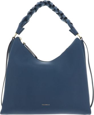 Coccinelle Leather Boheme Grana Double Shoulder Bag Deep Blue/Sandshell