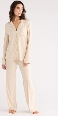 Nordstrom Rack Tranquility Long Sleeve Shirt & Pants Pajamas in Beige Burnt Heather at Nordstrom Rack, Size X-Large