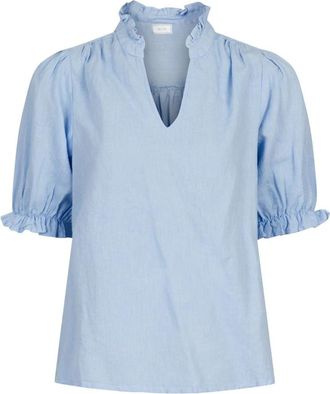 Neo Noir Odesa Blouse - Dames - Blouses - Blauw - 2XL - Katoen - Overhemden