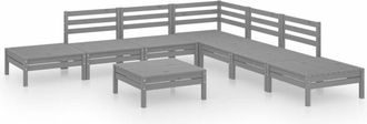 vidaXL Vidaxl - Juego De Muebles De Jard&iacute;n 8 Piezas Madera Maciza De Pino Gris
