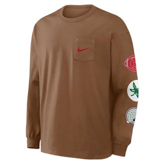 Nike Ohio State Academic Max90 Pocket Nike Mens College Long-Sleeve T-Shirt in Brown | 04TAN27KOH-U1K