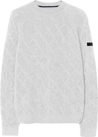 Roberto Ricci Design Velvet Rhombus Ronde Gebreide Trui - Heren - Ronde hals truien - Wit - S - Truien & Vesten