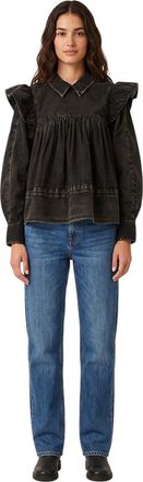Ganni Black Regular Solid Top