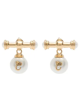 Chlo&eacute; Gold Pearly Drop Earrings