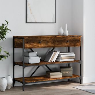vidaXL Vidaxl - Mesa Consola Cajones Estantes Madera Ingenier&iacute;a Roble Ahumado