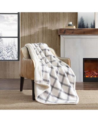 Eddie Bauer Bunkhouse Plaid Sherpa-Reversible Throw Blanket