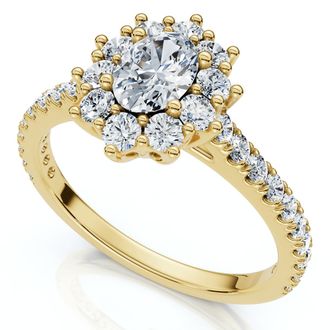 Pompeii3 1Ct TW Oval Halo Diamond Engagement Ring 14k Gold or Platinum Lab Grown