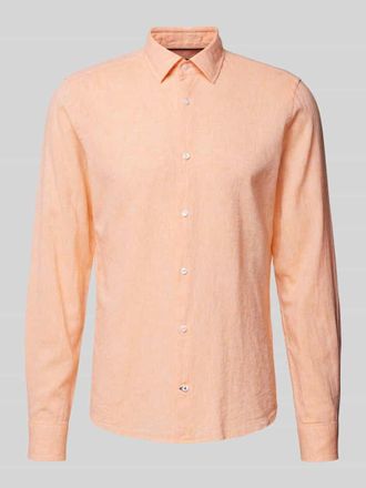Joop Slim Fit Freizeithemd aus Leinen-Baumwoll-Mix in Apricot, Größe 43