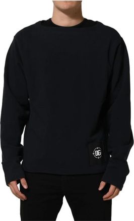 Dolce & Gabbana Crew Neck Sweatshirt - Heren - Sweatshirts - Blauw - 2XL - Katoen - Hoodies & sweatvesten